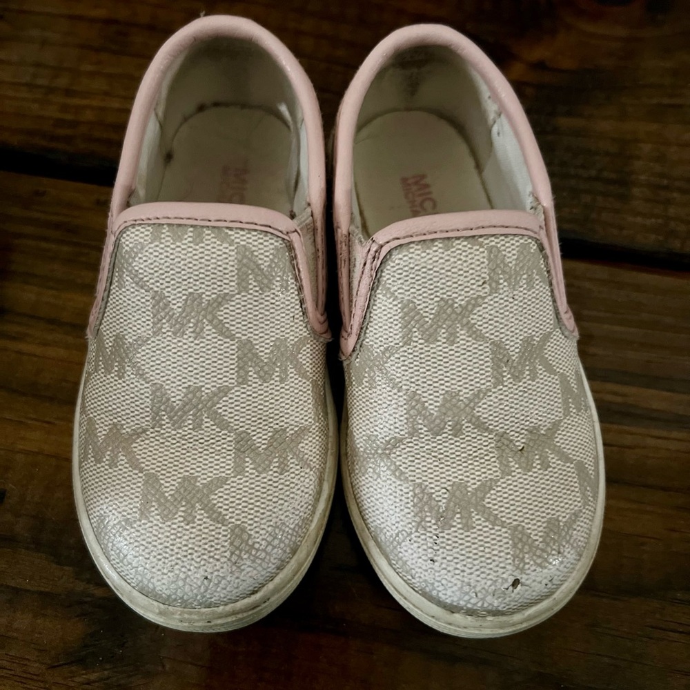 Michael Kors Kids Pink and Gray Slip-On Sneakers